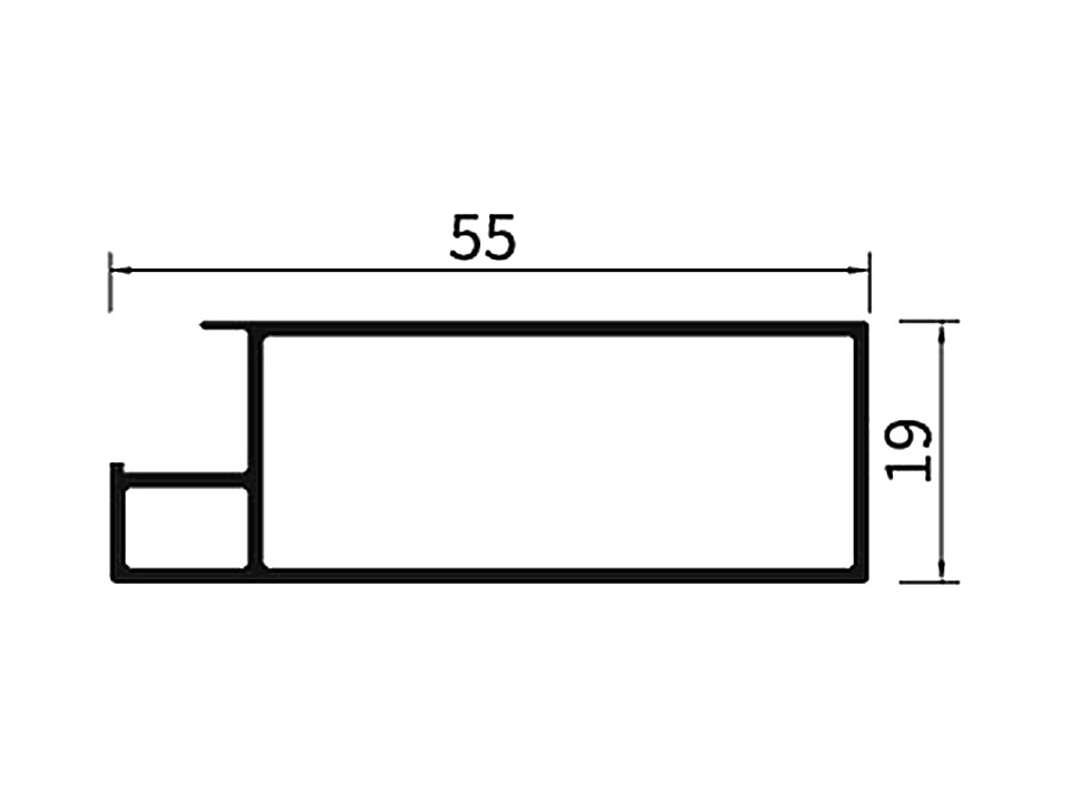 BS-02 — Профиль бесшовного фасада, серия 55, сечение, размеры в мм