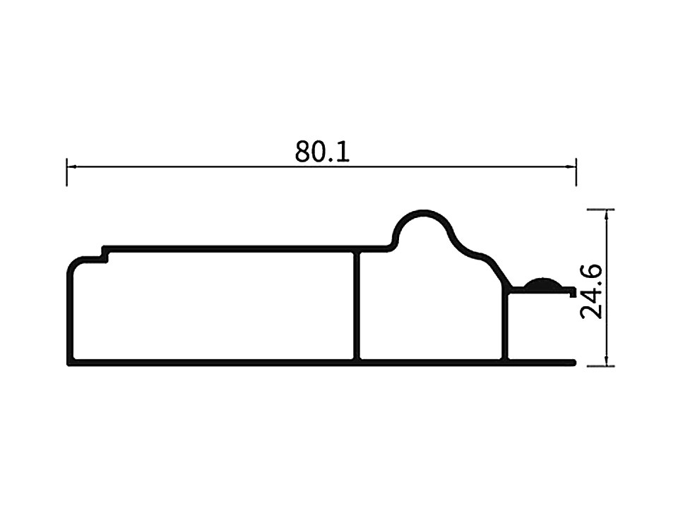 BS-06 — Профиль бесшовного фасада, серия 80, сечение, размеры в мм