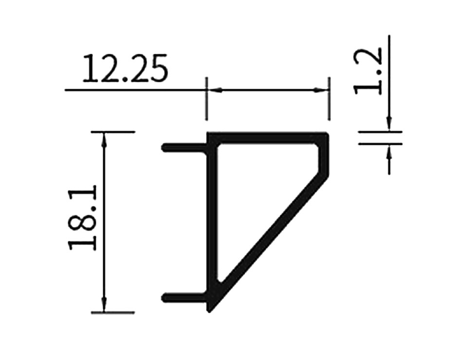 BS-10 — Ручка со скосом, 12 мм, сечение, размеры в мм