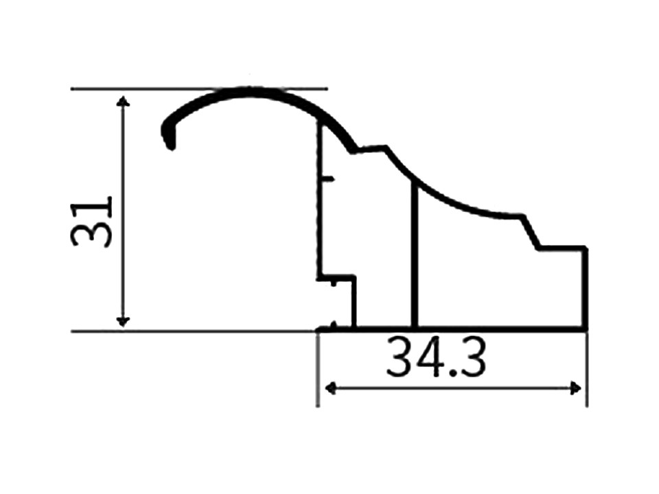 CB-17 — Малый карниз 18 мм, сечение, размеры в мм