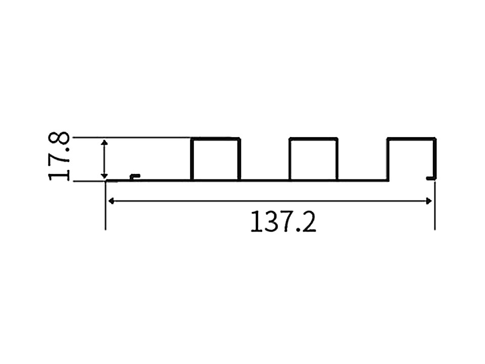 CB-19 — Реечная панель 18 мм, сечение, размеры в мм