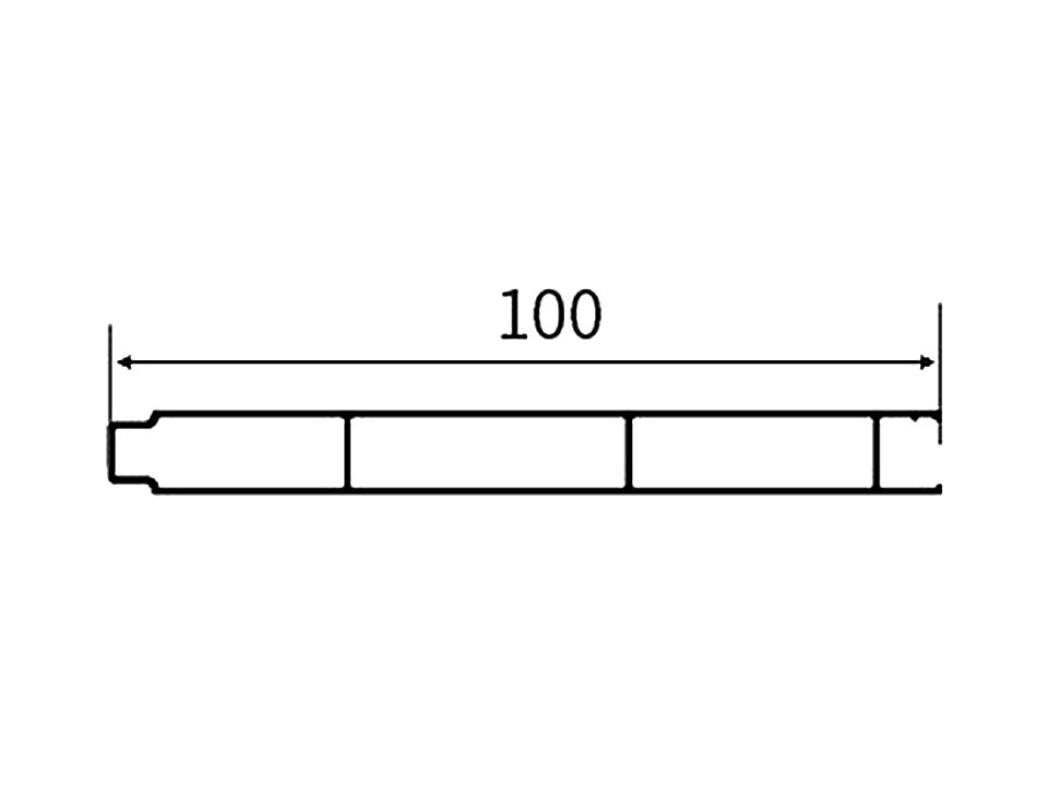 CB-21 — Сборная панель 10 мм, сечение, размеры в мм