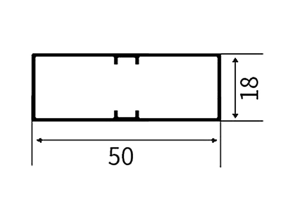 CB-23 — Профиль-ручка 50 мм, новая модель, сечение, размеры в мм