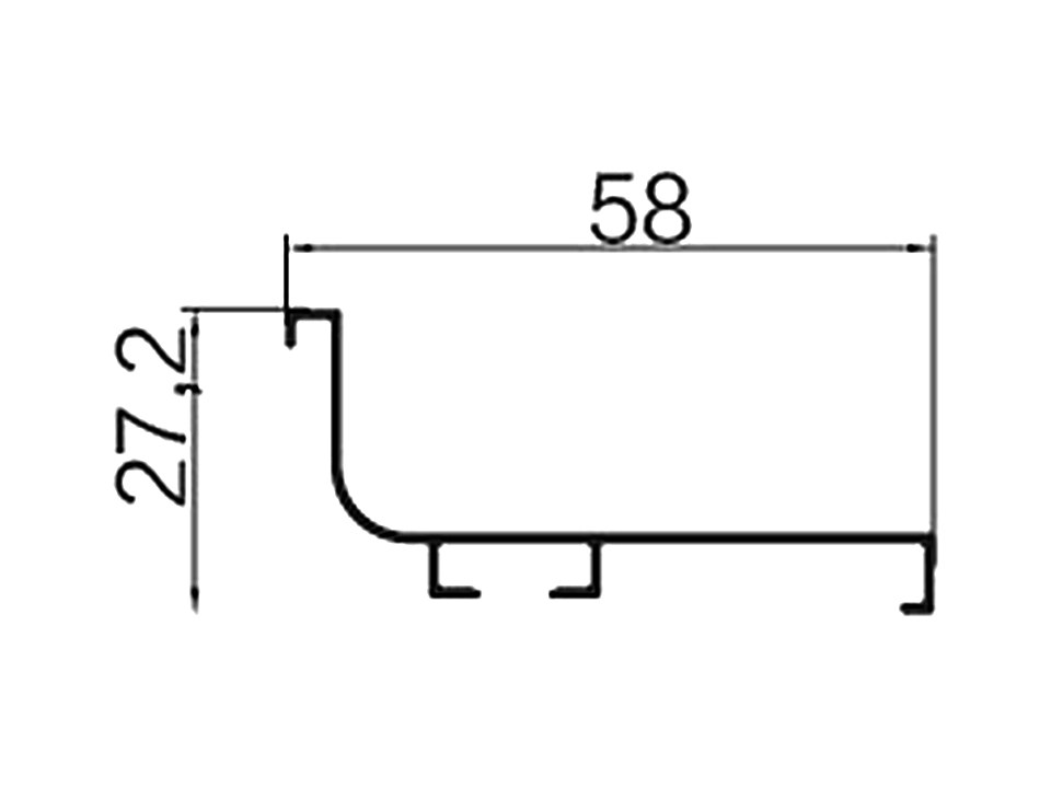 CB-26 — L-образный профиль «без ручки», сечение, размеры в мм