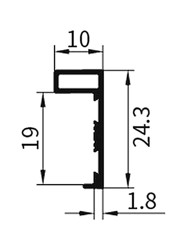 KR-01 — Каркасная рамка 10 мм, прямой угол, плита 18 мм, сечение, размеры в мм