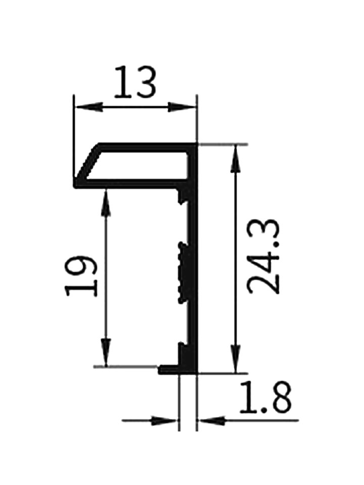KR-11 — Каркасная рамка 13 мм со скосом, плита 18 мм, сечение, размеры в мм