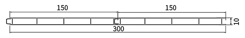 PL-10-300 — Плита 10 мм с замком, ширина 300 мм, сечение: секции и ширина, мм