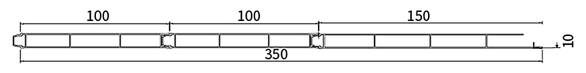 PL-10-350 — Плита 10 мм с замком, ширина 350 мм, сечение: секции и ширина, мм