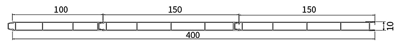 PL-10-400 — Плита 10 мм с замком, ширина 400 мм, сечение: секции и ширина, мм