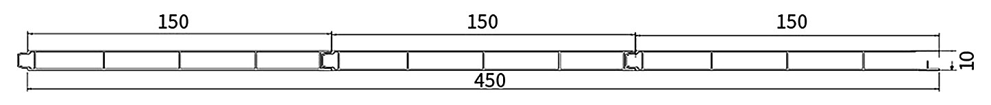 PL-10-450 — Плита 10 мм с замком, ширина 450 мм, сечение: секции и ширина, мм