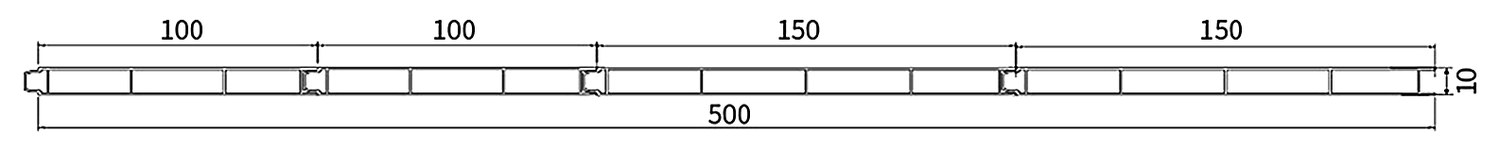 PL-10-500 — Плита 10 мм с замком, ширина 500 мм, сечение: секции и ширина, мм