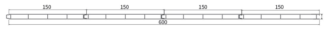 PL-10-600 — Плита 10 мм с замком, ширина 600 мм, сечение: секции и ширина, мм