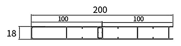 PL-18-200 — Плита 18 мм, ширина 200 мм, сечение: секции и ширина, мм