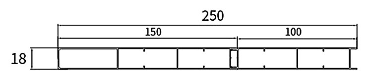 PL-18-250 — Плита 18 мм, ширина 250 мм, сечение: секции и ширина, мм