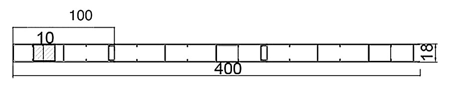PL-18-400 — Плита 18 мм, ширина 400 мм, сечение: секции и ширина, мм