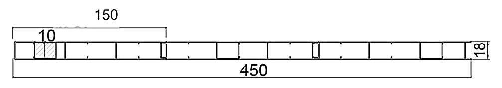 PL-18-450 — Плита 18 мм, ширина 450 мм, сечение: секции и ширина, мм