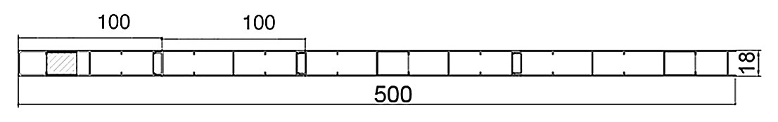 PL-18-500 — Плита 18 мм, ширина 500 мм, сечение: секции и ширина, мм