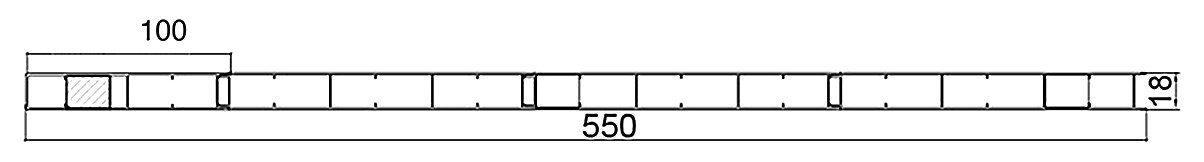 PL-18-550 — Плита 18 мм, ширина 550 мм, сечение: секции и ширина, мм
