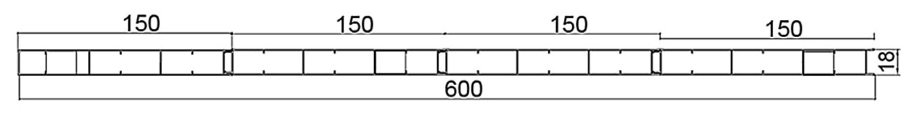 PL-18-600 — Плита 18 мм, ширина 600 мм, сечение: секции и ширина, мм