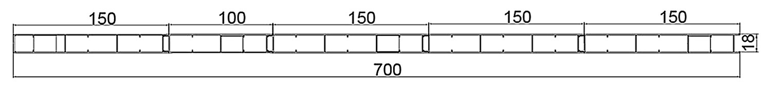 PL-18-700 — Плита 18 мм, ширина 700 мм, сечение: секции и ширина, мм
