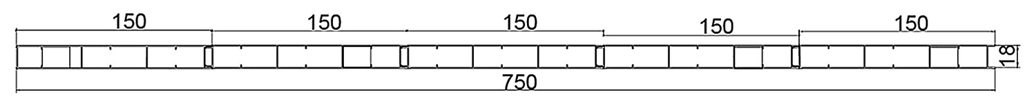 PL-18-750 — Плита 18 мм, ширина 750 мм, сечение: секции и ширина, мм
