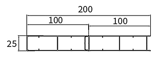 PL-25-200 — Плита 25 мм, ширина 200 мм, сечение: секции и ширина, мм