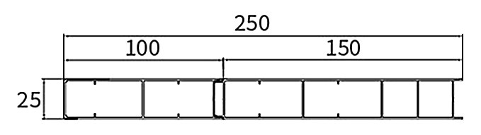 PL-25-250 — Плита 25 мм, ширина 250 мм, сечение: секции и ширина, мм