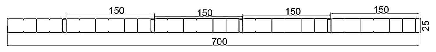 PL-25-700 — Плита 25 мм, ширина 700 мм, сечение: секции и ширина, мм
