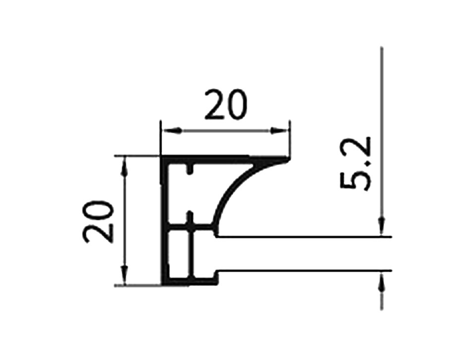 RM-14 — Профиль-ручка «Болонья», сечение, размеры в мм