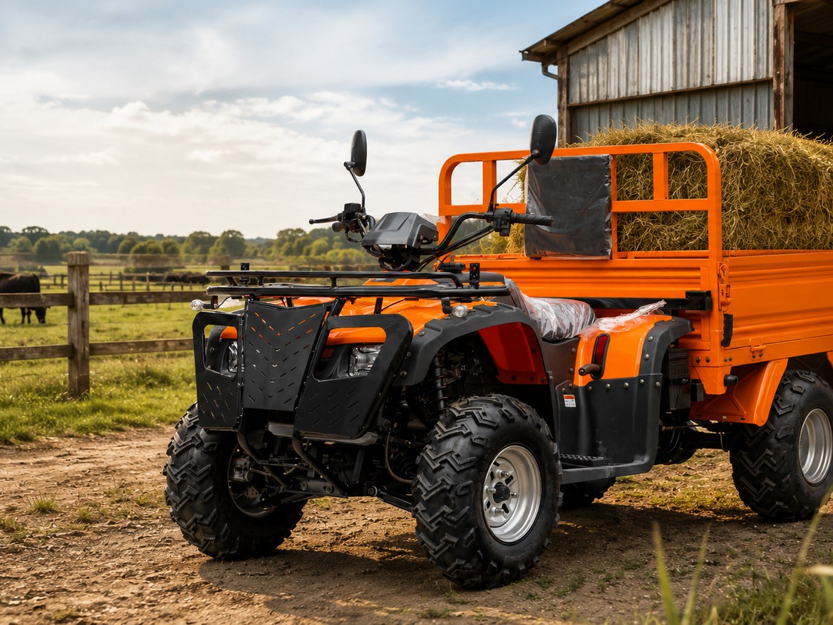 БГ-04: грузовой квадроцикл 287 см³, вариатор, 4WD, кузов 200 кг, у фермы