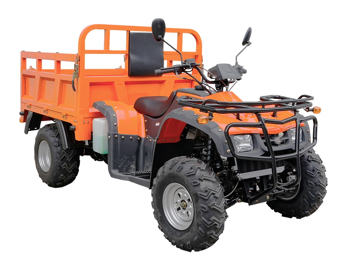 БГ-04: грузовой квадроцикл 287 см³, вариатор, 4WD, кузов 200 кг, вид спереди сбоку