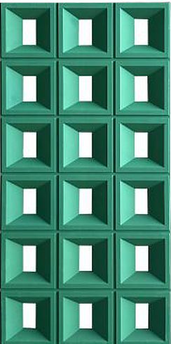 PU-045-TQ: Девять клеток, прямоугольные проёмы, бирюзово-зелёный