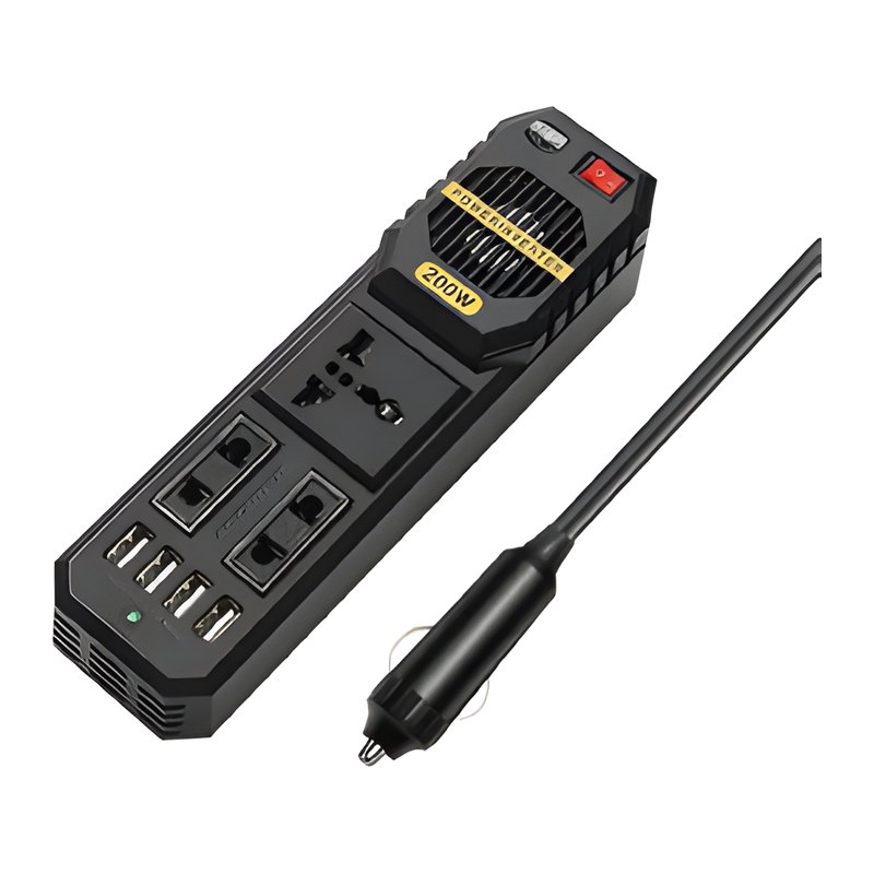 Автоинвертор 200 Вт, 2 розетки и 4 USB — общий вид