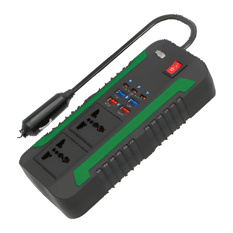Автоинвертор 300 Вт в прикуриватель, 2 розетки и USB — общий вид