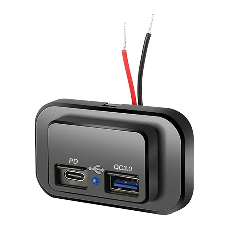 Прямоугольная врезная розетка USB-C PD + QC 3.0, 36 Вт — общий вид