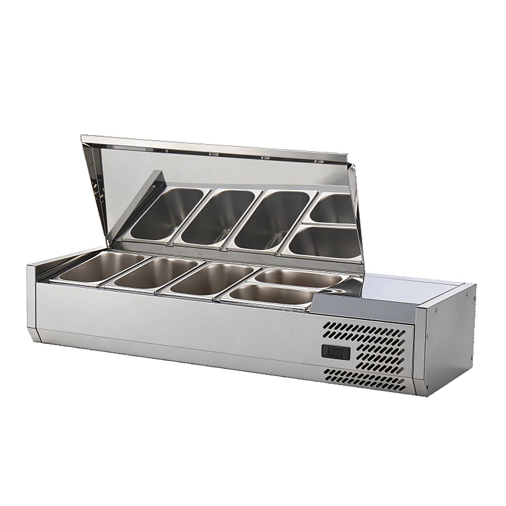 SL-1200L-S — витрина для салатов и топпингов с откидной крышкой, 5 × GN 1/4