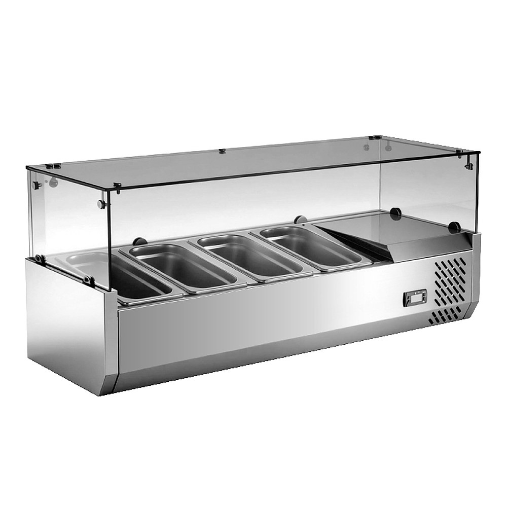 SL-1200L-2 — витрина для салатов и топпингов со стеклянным экраном, 3 × GN 1/3