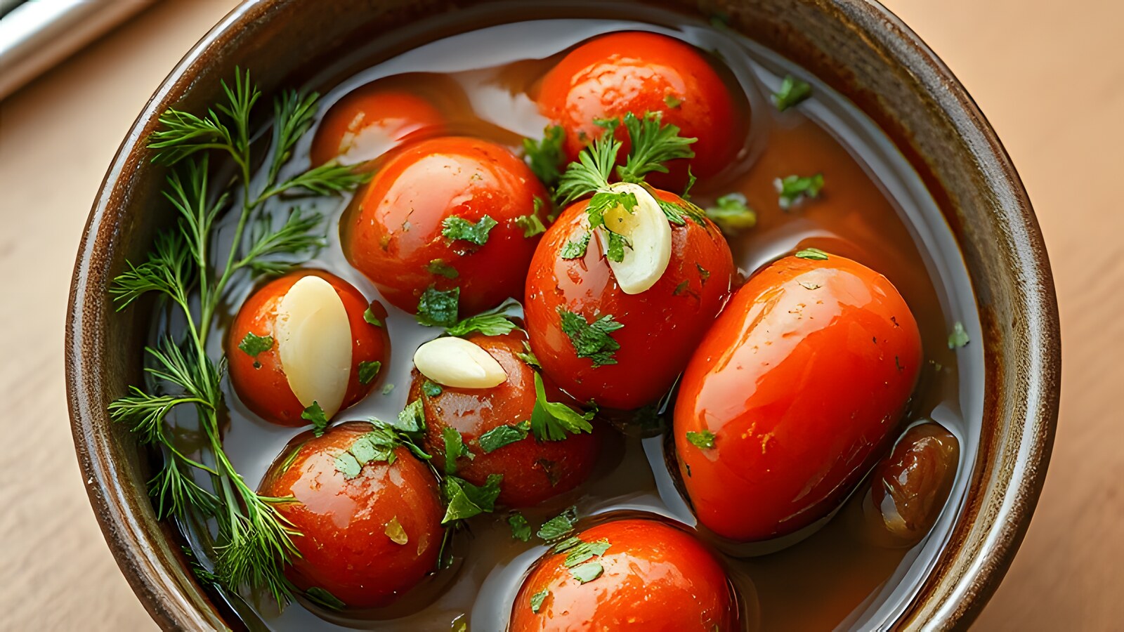 Помидоры по-корейски с чесноком и зеленью за ночь