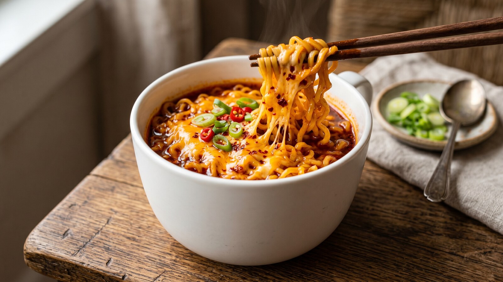 Лапша SamYang Hot Chicken с сыром: острый рамён в стакане
