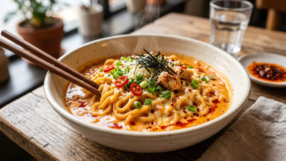 SamYang Carbonara в стакане: острая курица и сливки