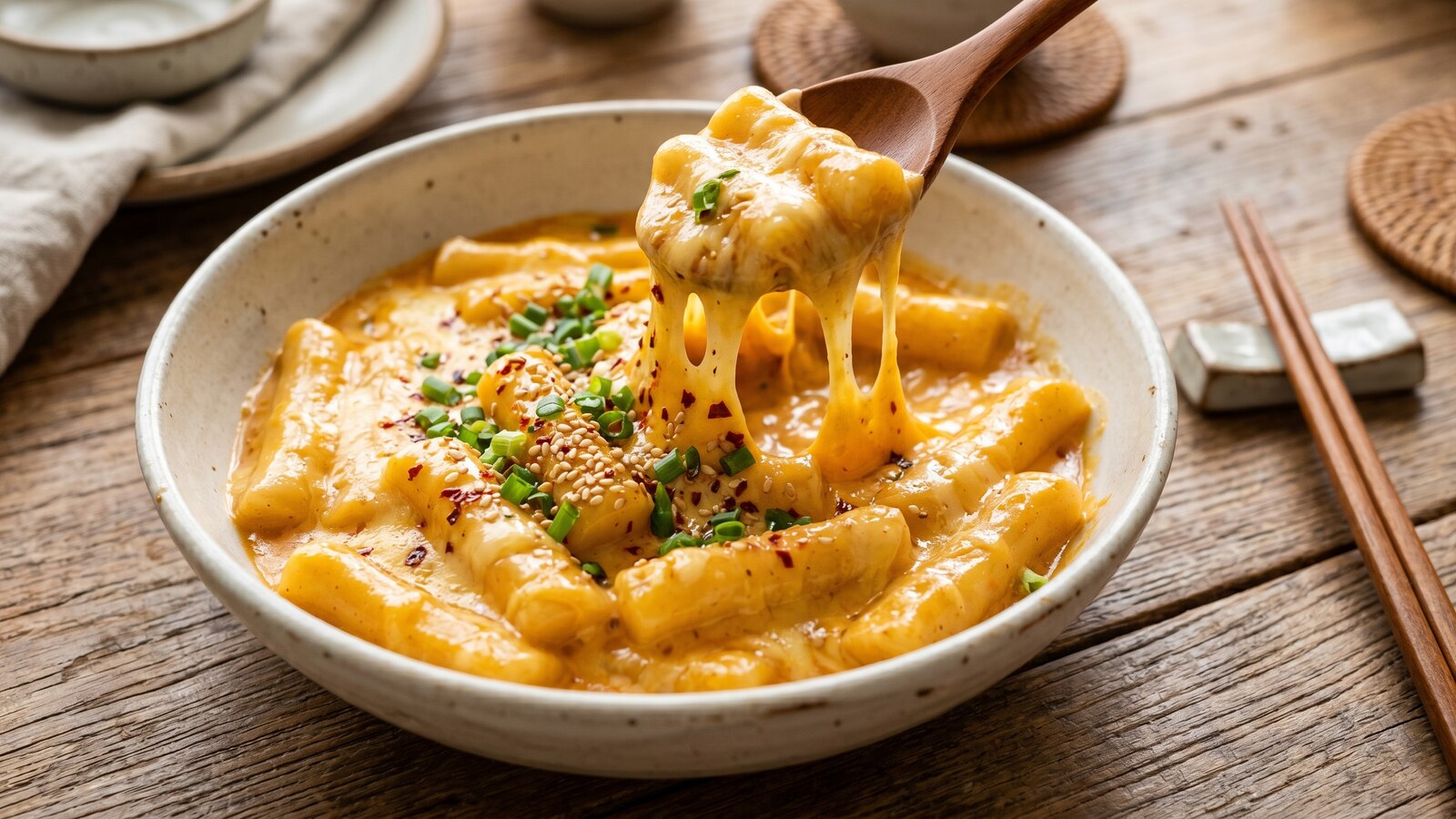 Yopokki Cheese: рисовые клёцки токпокки с сырным соусом