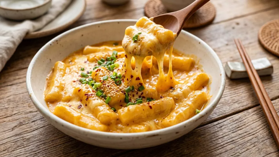 Yopokki Cheese: рисовые клёцки токпокки с сырным соусом