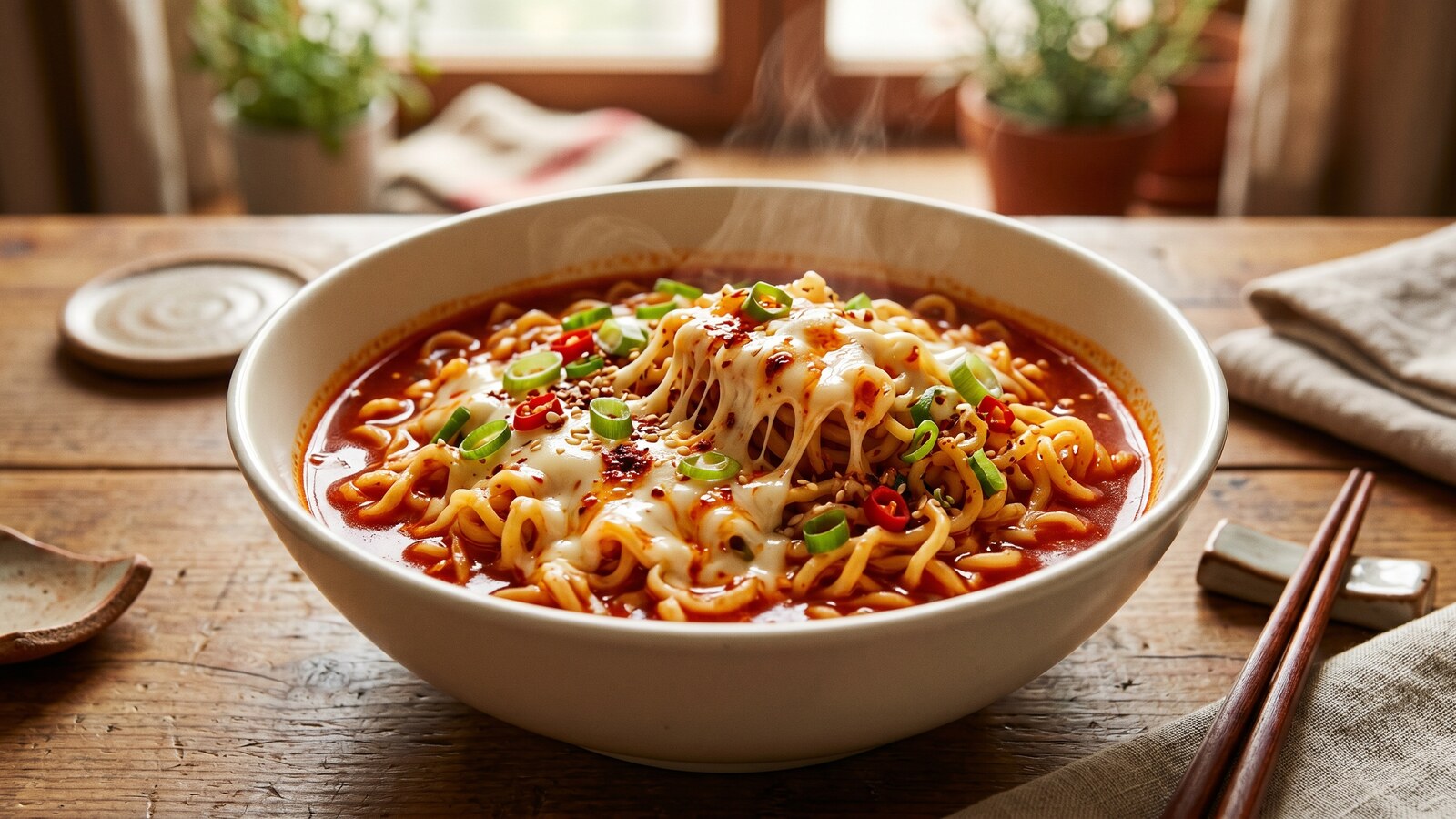 Корейская лапша SamYang Hot Chicken Cheese: острый сыр в стакане