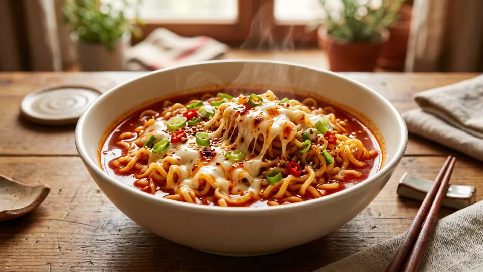 Корейская лапша SamYang Hot Chicken Cheese: острый сыр в стакане
