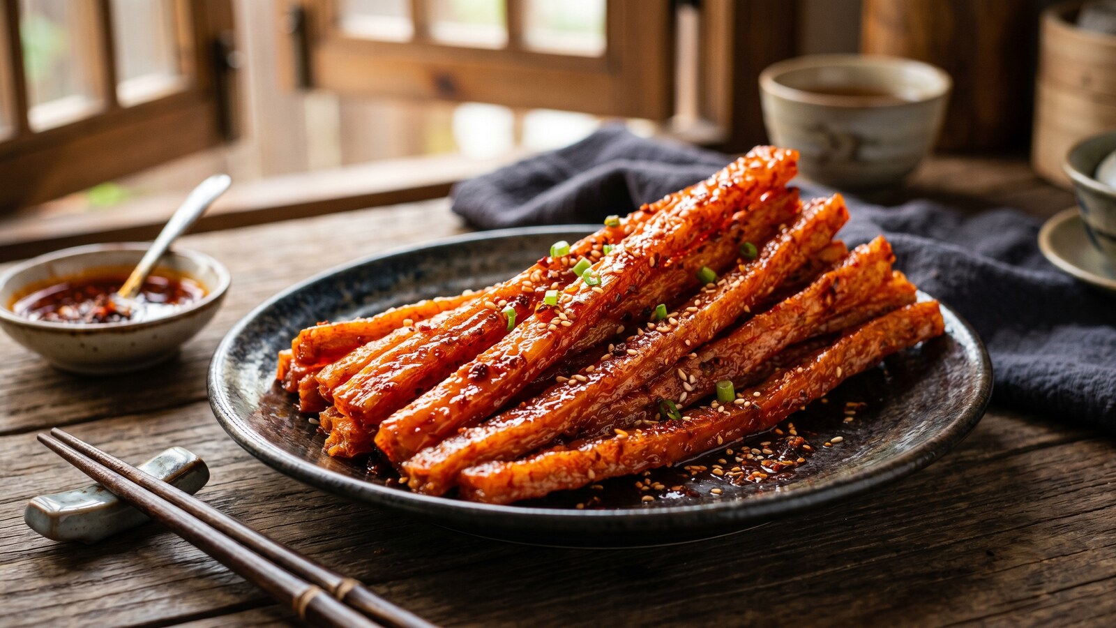 Снек Haozai Food огненный меч: острые вегетарианские колбаски