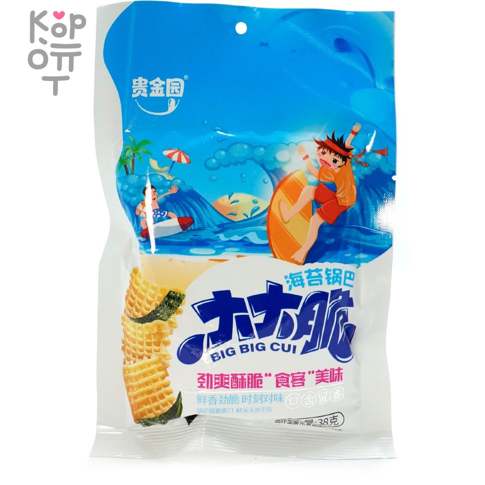 Чипсы Big Big Cui - На волне, Хрустящие с морской капустой, 38гр., купить с доставкой на дом фото 1 — Корейские товары для всей семьи(КорОпт)