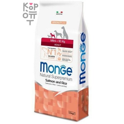 Monge Dog Speciality Mini корм для взрослых собак мелких пород лосось с рисом 7,5кг.