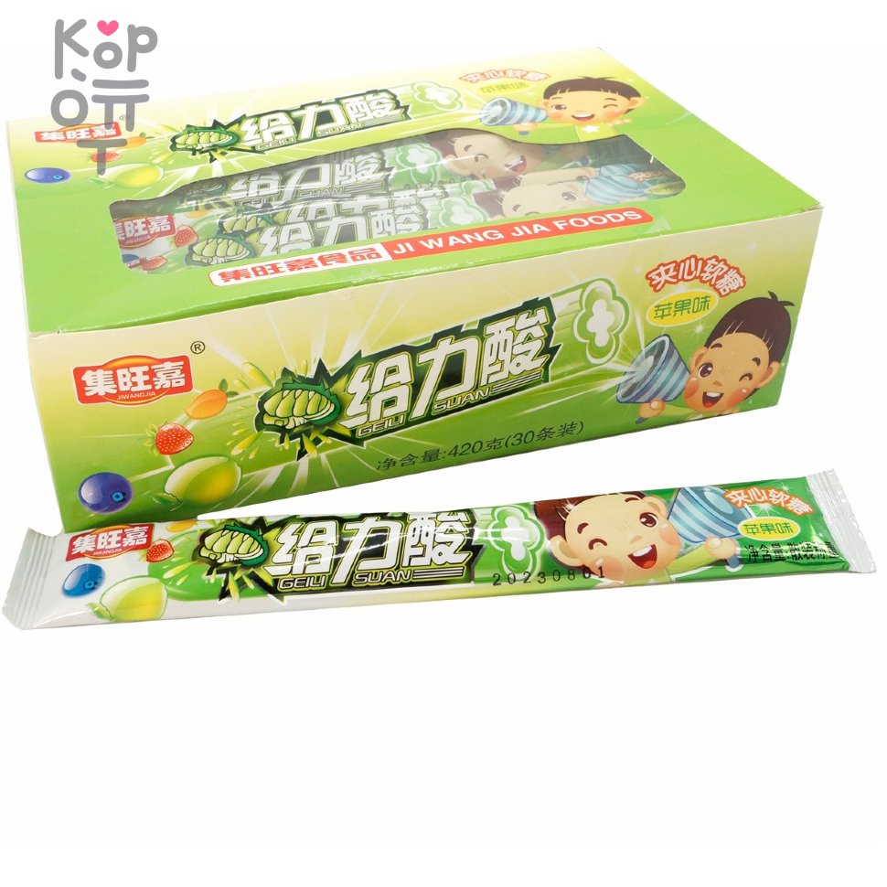 Жевательные конфеты JiWangJia Candy Сэндвич со вкусом Зеленого Яблока, купить с доставкой на дом фото 1 &mdash; Корейские товары для всей семьи(КорОпт)
