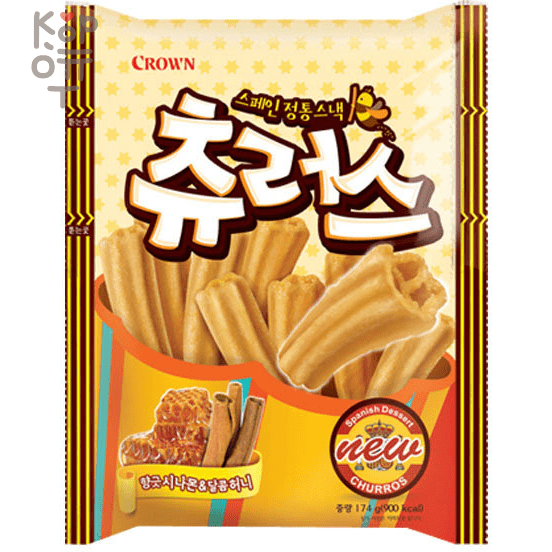 Crown CHURROZ - Снэк Чурроз палочки оригинальные "CHURROZ" 84гр., 16шт. в коробке, купить с доставкой на дом фото 1 — Корейские товары для всей семьи(КорОпт)