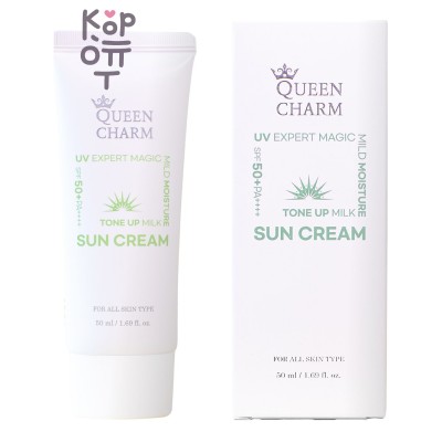 QUEEN CHARM SPF50+PA++++UV EXPERT MAGIC MILD MOISTURE TONE UP MILK SUN CREAM - Легкий увлажняющий солнцезащитный крем, 50 мл